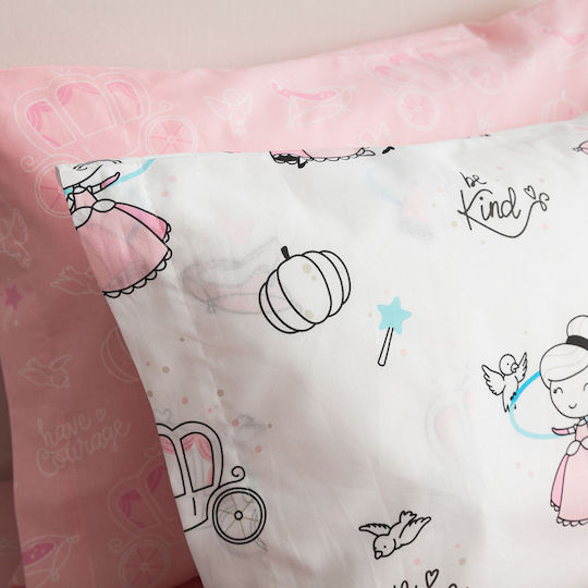Vesta Home Cindy Kinderbettbezug Set Einzel mit Kissenbezug Baumwoll Rosa 170x240cm