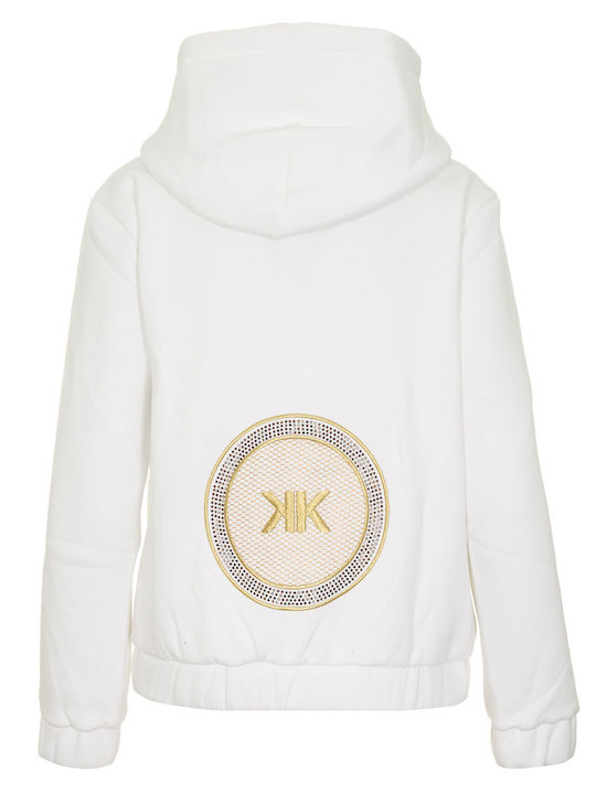 Kendall + Kylie Women's Long Hooded Sweatshirt White