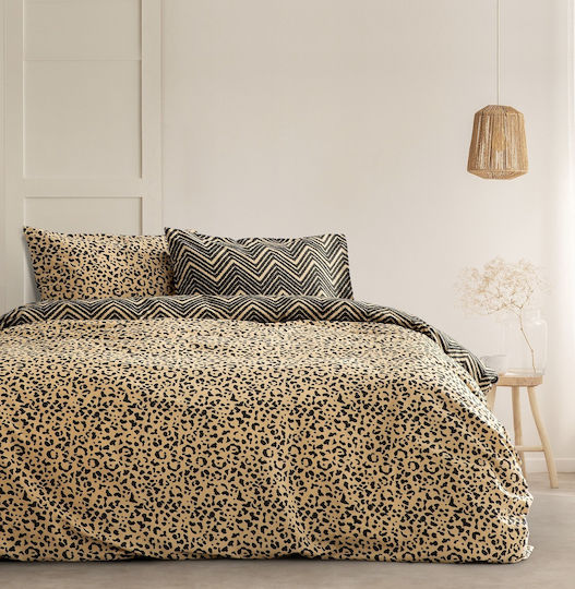 Kocoon Bettbezug-Set Baumwolle Einzelbett mit Kissenbezug 165x245 Zola Beige
