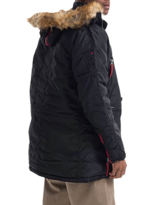 Alpha Industries Geacă pentru bărbați de iarnă Parka Impermeabil Negru