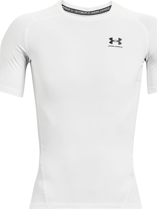 Under Armour HeatGear Ανδρική Ισοθερμική Κοντομάνικη Μπλούζα Compression Λευκή