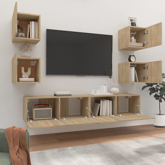 Животно помещение ТВ единица Sonoma Oak 6pcs Д80xШ30xВ30бр