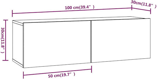 Животно помещение ТВ единица White 4pcs Д100xШ30xВ30бр