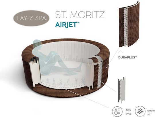 Lay-Z-Spa St.Moritz AirJet Στρογγυλή Πισίνα PVC 1.19lt Φουσκωτή με Υδρομασάζ 216x71εκ.