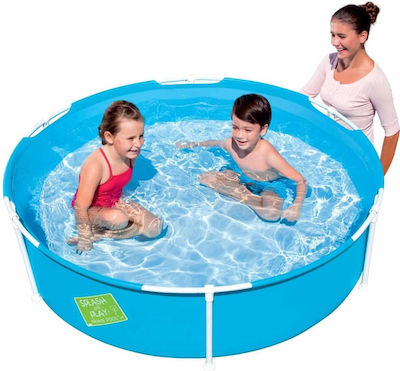 Bestway My First Frame Kinder Pool PVC mit Metallic-Rahmen 152x152x38cm