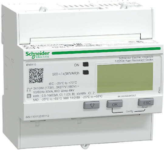 Schneider Electric iEM3110 Digital Pulse Counter for Electric Panel Rail Three-phase
