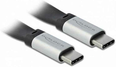 DeLock Flat USB 3.1 Cable USB-C male - USB-C male Μαύρο 0,22m (85926)