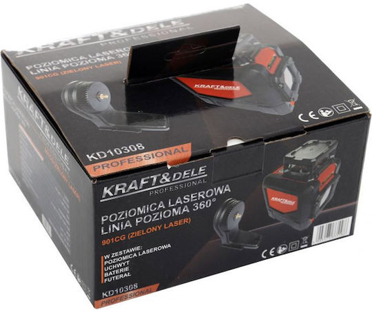 Kraft & Dele Αυτορυθμιζόμενο Γραμμικό Αλφάδι Laser Πράσινης Δέσμης με Εύρος Εργασίας 30m