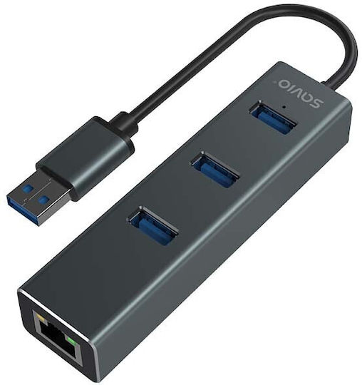 Savio USB 3.1 3 Port Hub with USB-A Connection Gray