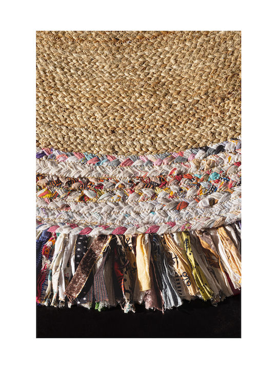 Guy Laroche Rugget Rug Round Summer with Fringes Multi