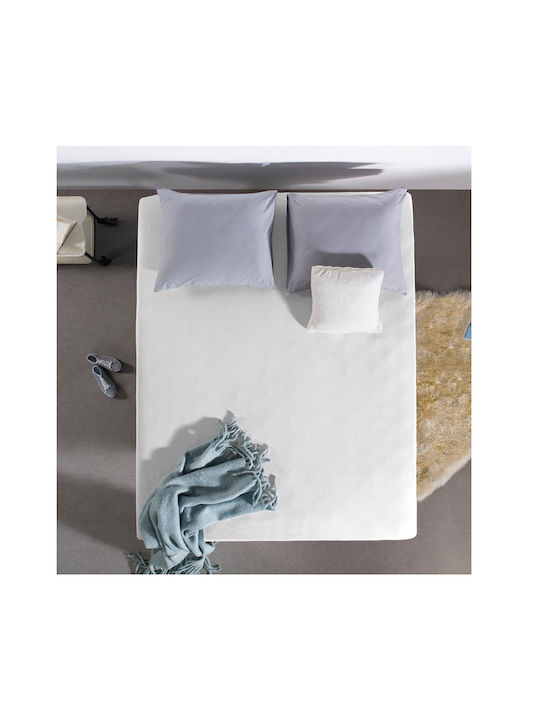 DreamHouse Jersey Σεντόνι King Size με Λάστιχο 190x200+30εκ. Λευκό