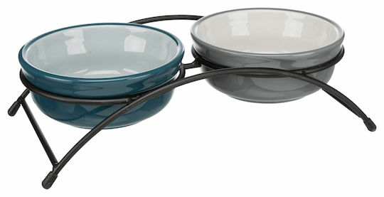 Trixie Eat On Feet Ceramic Bowl Food & Water for Dog & Cat with Base 250ml 13cm in Gray Color 2pcs