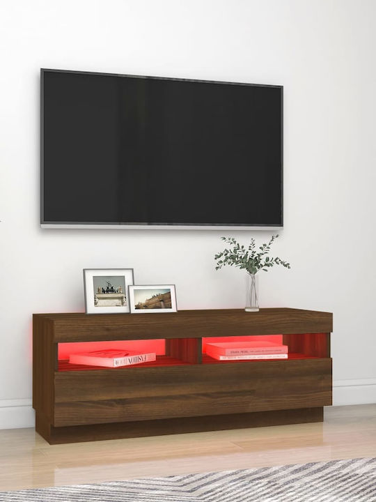 Particle Board TV Furniture with LED Lighting Oak L100xW35xH40cm