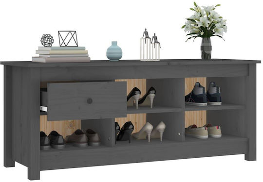 Schuhschrank aus Massivholz mit 5 Regalen Grey L110xW38xH45.5cm
