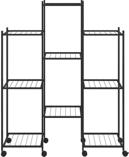 vidaXL Plant Stand Metal Black with Wheels 83cmx25cmx103.5cmcm.