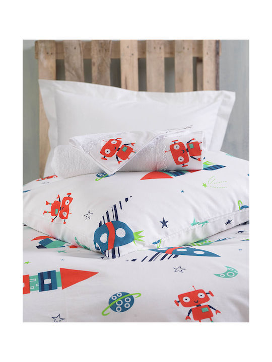 Rythmos Sheet Set Single Cotton Astronio White 160x260cm 3pcs