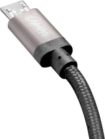 Lampa Long Tip Braided USB 2.0 to micro USB Cable Μαύρο 1m L3888.5 1τμχ
