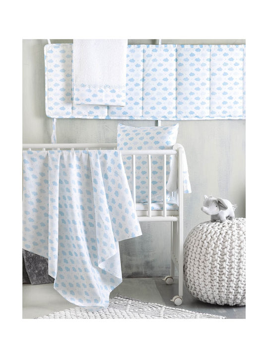 Rythmos Set Copertă de Pătuț cu Față de Pernă Cloudy Albastru 110x160cm.