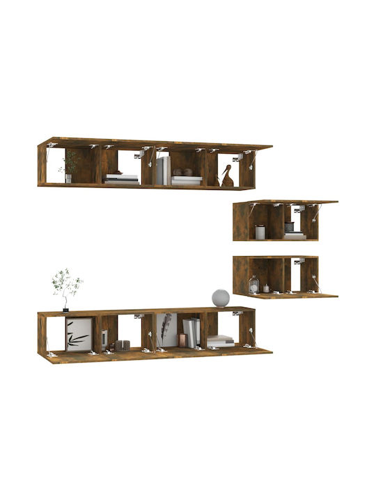 Living Room TV Unit Smoked Oak 6pcs L80xW30xH30cm