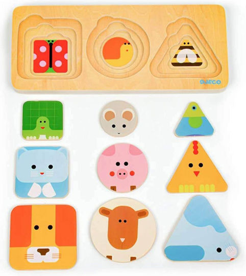 Holz Kinder Steckpuzzle Animabasic für 1+ Jahre 5pcs Djeco