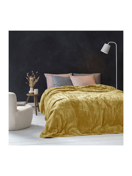 Nima Coperta Blanket Velvet Queen 220x240cm. 30166 Brown / Gold