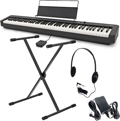 Casio Ηλεκτρικό Stage Πιάνο CDP-S110 Stand & Headphones Set με 88 Βαρυκεντρισμένα Πλήκτρα και Σύνδεση με Ακουστικά και Υπολογιστή Black