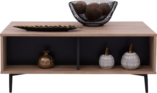 Rechteckiges Zentral Kaffeetisch Holz mit Hebemechanismus Beiges M100xT100xH39cm Freebox