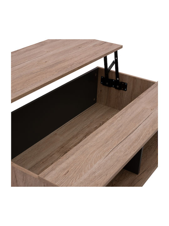 Mese De Cafea Centrală Rectangulară Din Lemn Cu Mecanism De Ridicare Bej L100xL100xÎ39cm
