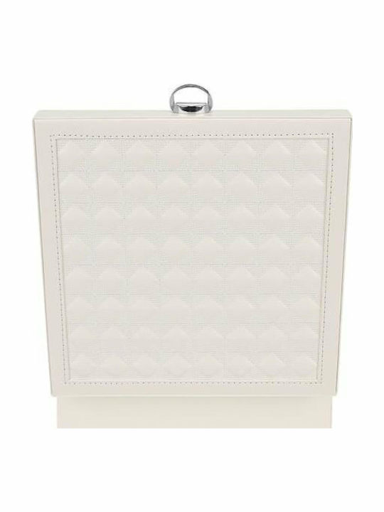 Beautylushh Jewellery Box Made of Faux Leather with Mirror White 25.5x25.5x30cm