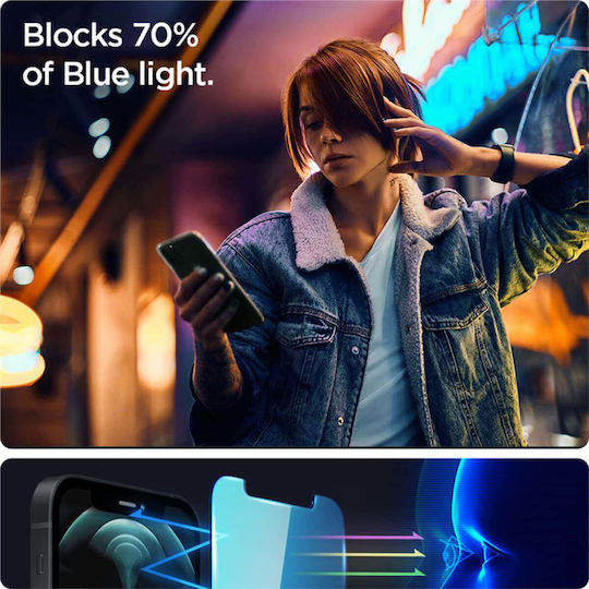 Spigen EZ Fit GLAS.tR Antiblue Закалено стъкло 2бр (iPhone 12 Pro Max) AGL01794