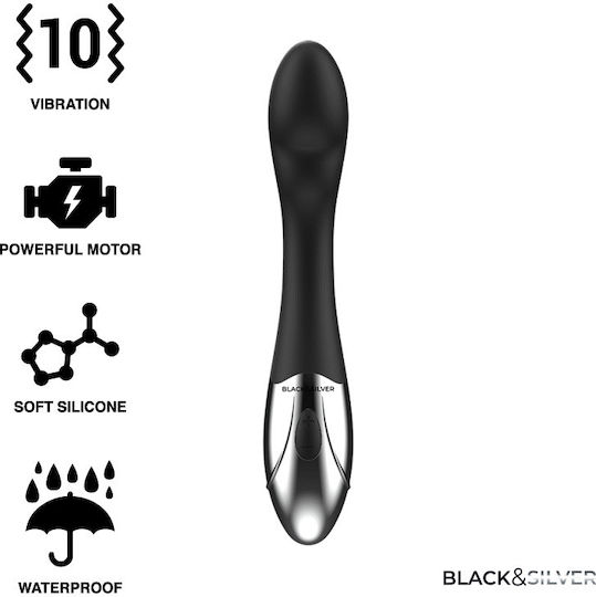 Dream Love Black & Silver Kilian Vibrator G-Spot Stimulating Vibe 20cm Black