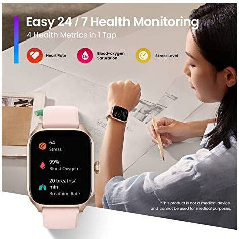 Amazfit GTS 4 Aluminium 43mm Wasserdicht Smartwatch mit Pulsmesser (Rosebud Pink)