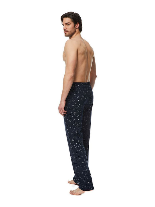 Minerva Men's Winter Cotton Pajama Pants Navy Blue