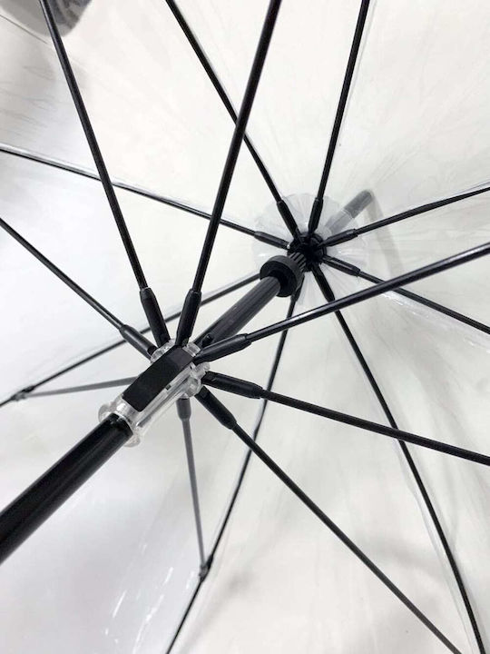 Guy Laroche Windproof Automatic Umbrella with Walking Stick Transparent
