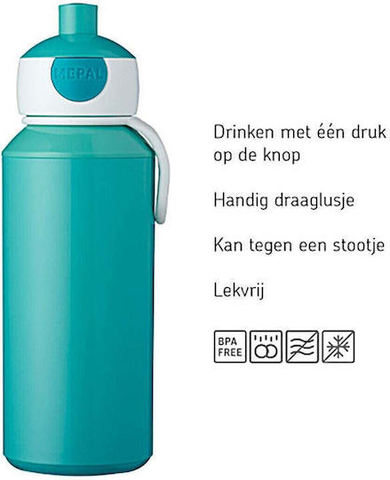 Little Dutch Sailors Bay Kids Water Bottle Plastic with Straw Non Spill Light Blue 400ml