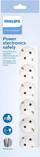 Philips Power Strip 6 Positions with Switch and Cable 2m