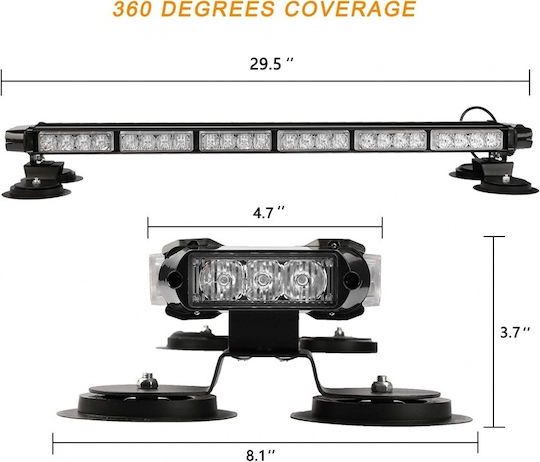 Flexzon Автомобилна сигнална лента LED 12 / 24V Водоустойчива 75см с Orange Осветление