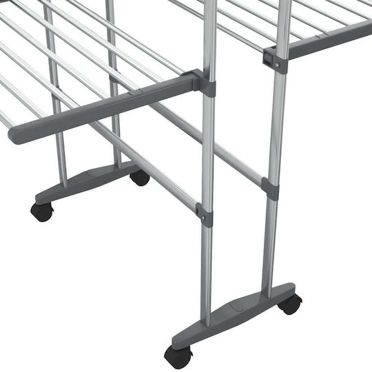 vidaXL Klappbarer Boden-Kleiderständer aus Aluminium mit Rädern 70x60cm