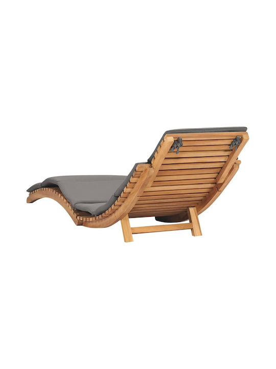 Șezlong Din Lemn Cu Pernă Gri Set 2 Buc 175x50x55cm