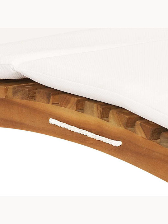 Ξαπλώστρα Ξύλινη με Μαξιλάρι Λευκή 2τμχ 175x50x55εκ.