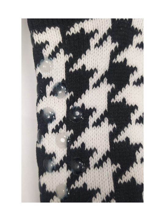 Glady's Damen Winter Anti-Rutsch-Socken mit Kunstpelzfutter-SD0766 Schwarz-Weiß