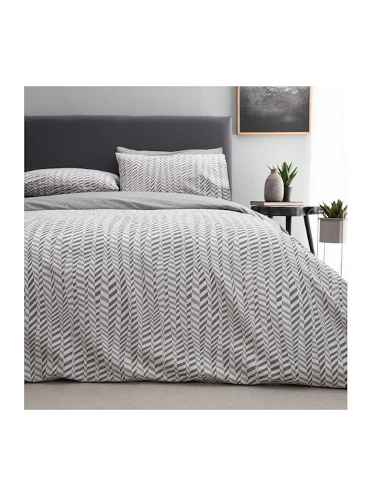 Vesta Home Olivia Super Double Cotton Duvet Cover Set with Pillowcases 230x240 1 Grey