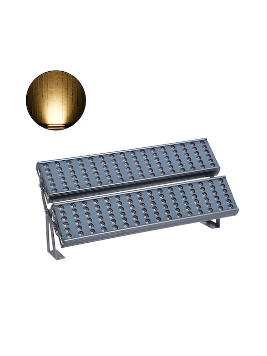 GloboStar Flood-Tena Outdoor Floor Lamp LED Wall Washer 192W with Warm White Light IP65 Silver