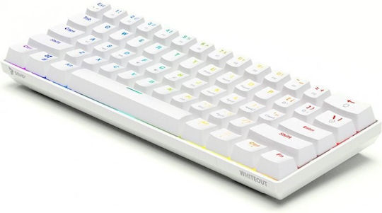 Savio Whiteout Gaming Μηχανικό Πληκτρολόγιο 60% με Outemu Brown διακόπτες και RGB φωτισμό (Αγγλικό US) Λευκό