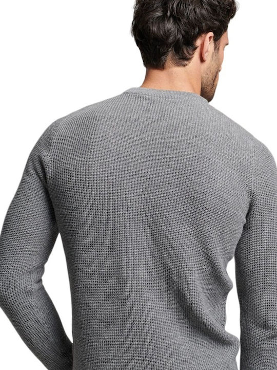 Superdry D1 Ovin Vintage Textured Long Sleeve Sweater Gray