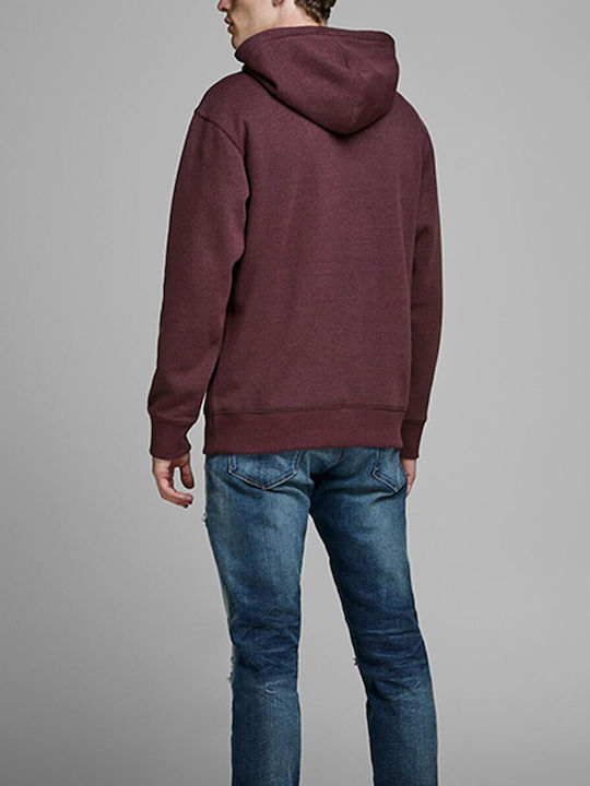 Jack & Jones Men's Sweatshirt with Hood and Pockets Burgundy