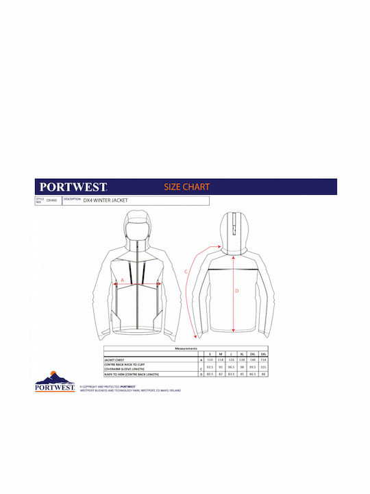 Portwest Work Jackets Reflective with Detachable Hood Black