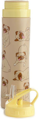 Kids Plastic Water Bottle Pug Beige 600ml