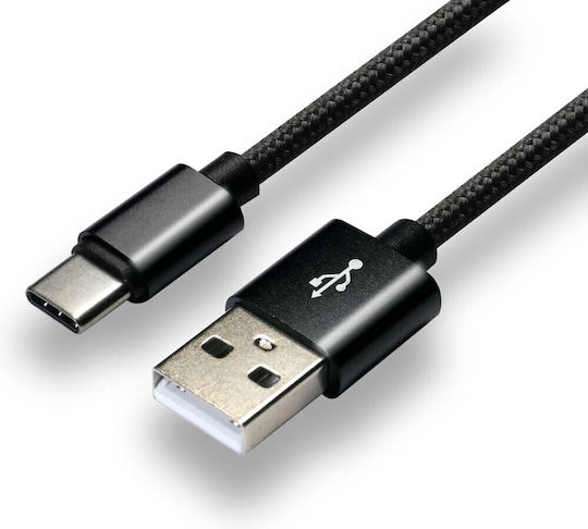 everActive CBB-1CB Braided USB 2.0 Cable USB-C male - USB-A Black 1m