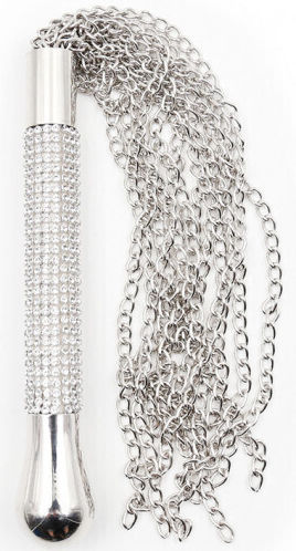 Naughty Toys Peitsche Fetisch Metallic Peitsche mit Ketten & Diamanten 44cm